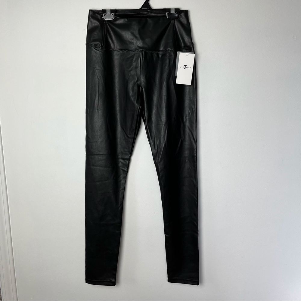 7 FOR ALL MANKIND Black Faux Leather Leggings Pants NWT XS - Picture 4 of 9